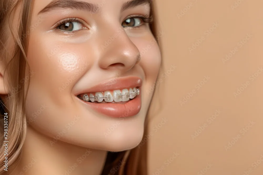 sonrisa con brackets metálicos